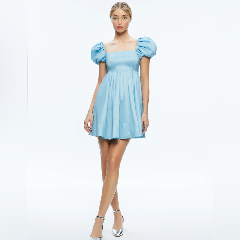 SHARILYN BUBBLE SLEEVE TIE BACK MINI DRESS